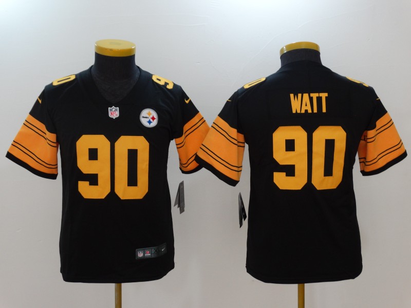 Youth Pittsburgh Steelers 90 Watt Black Nike Vapor Untouchable Limited NFL Jerseys